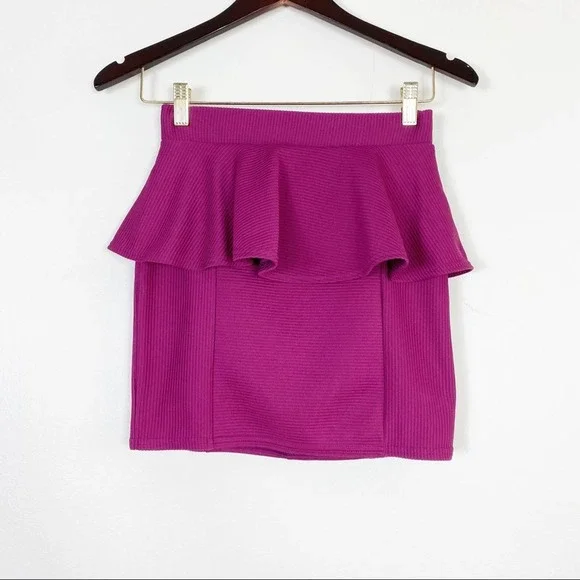 Topshop Peplum Purple Mini Skirt Elastic waist Cute Stylish Summer Casual  Size4 - Picture 3 of 6